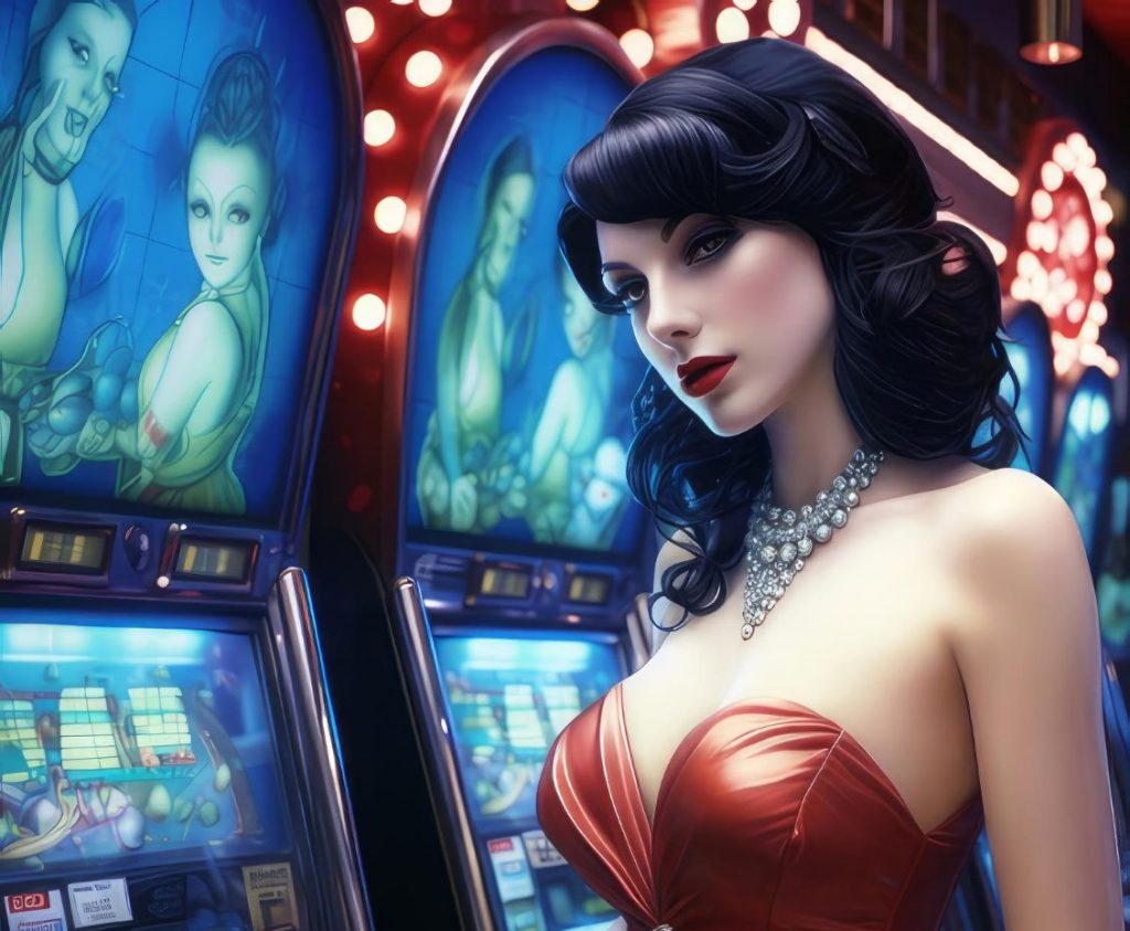 woman playing in real- money casino